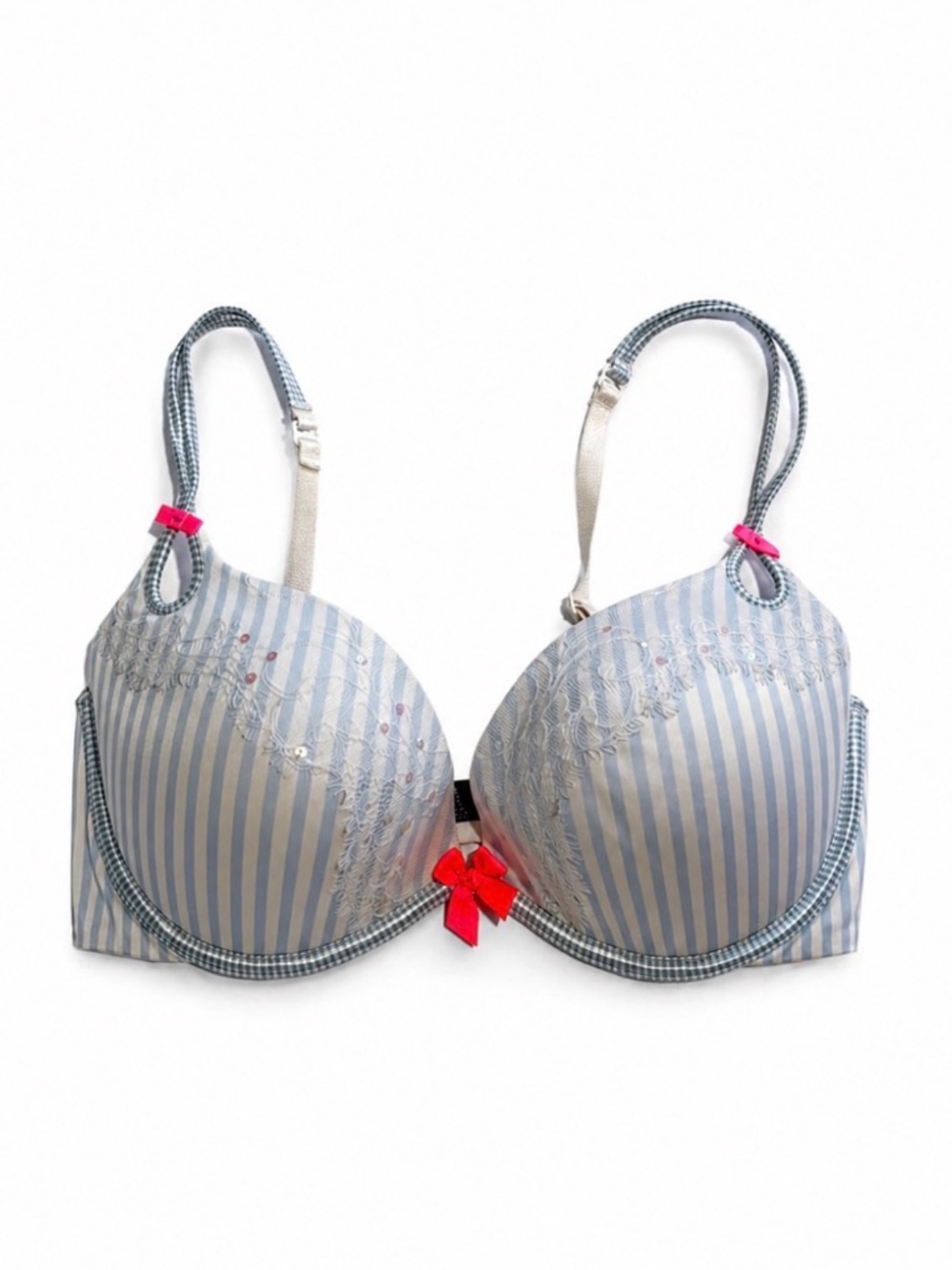 Victorias Secret Pretty Little Things Push-Up Bra 34DD Light Blue Vintage